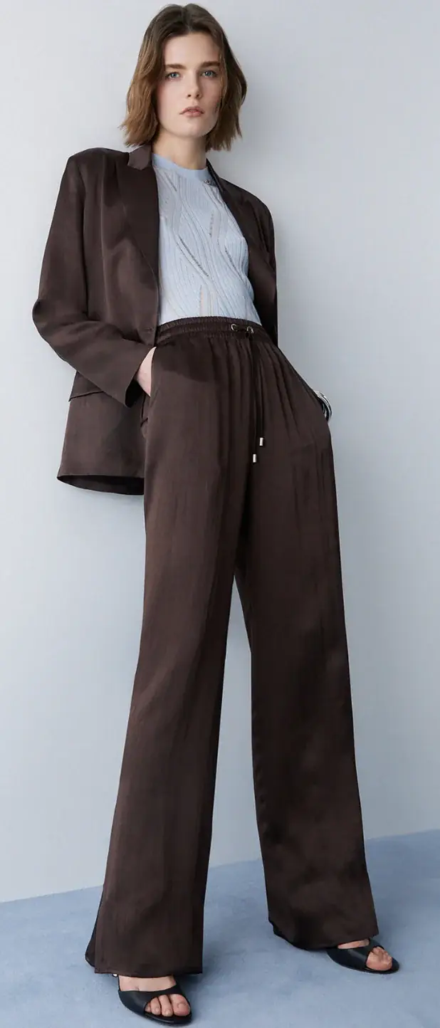 Brown tailored trousers application
