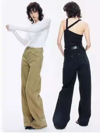 Wide-leg trousers front and back application